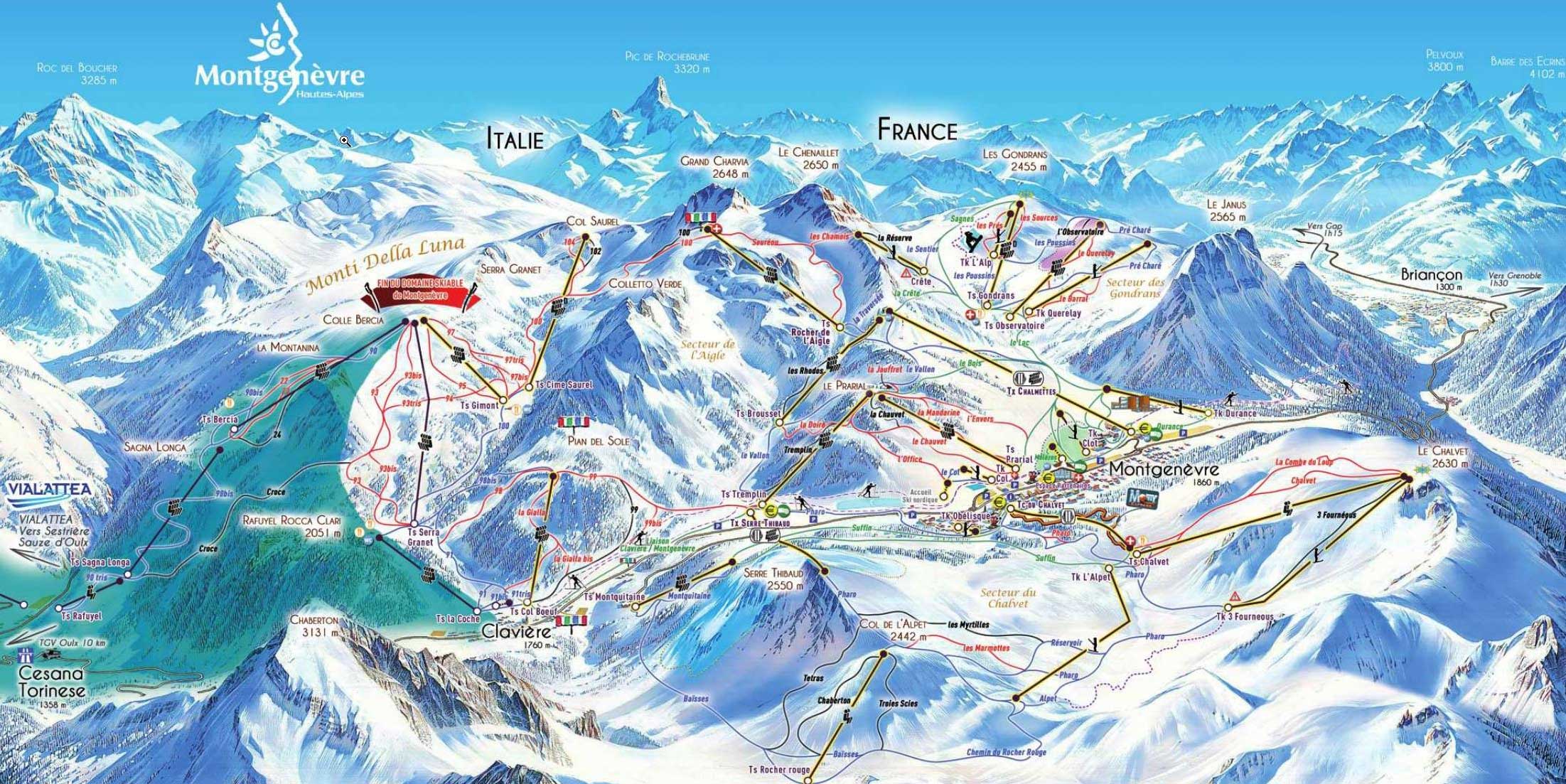 Claviere Ski Map Piste Map