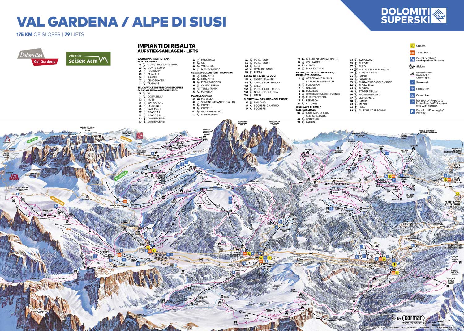 Val Gardena Ski Map Piste Map