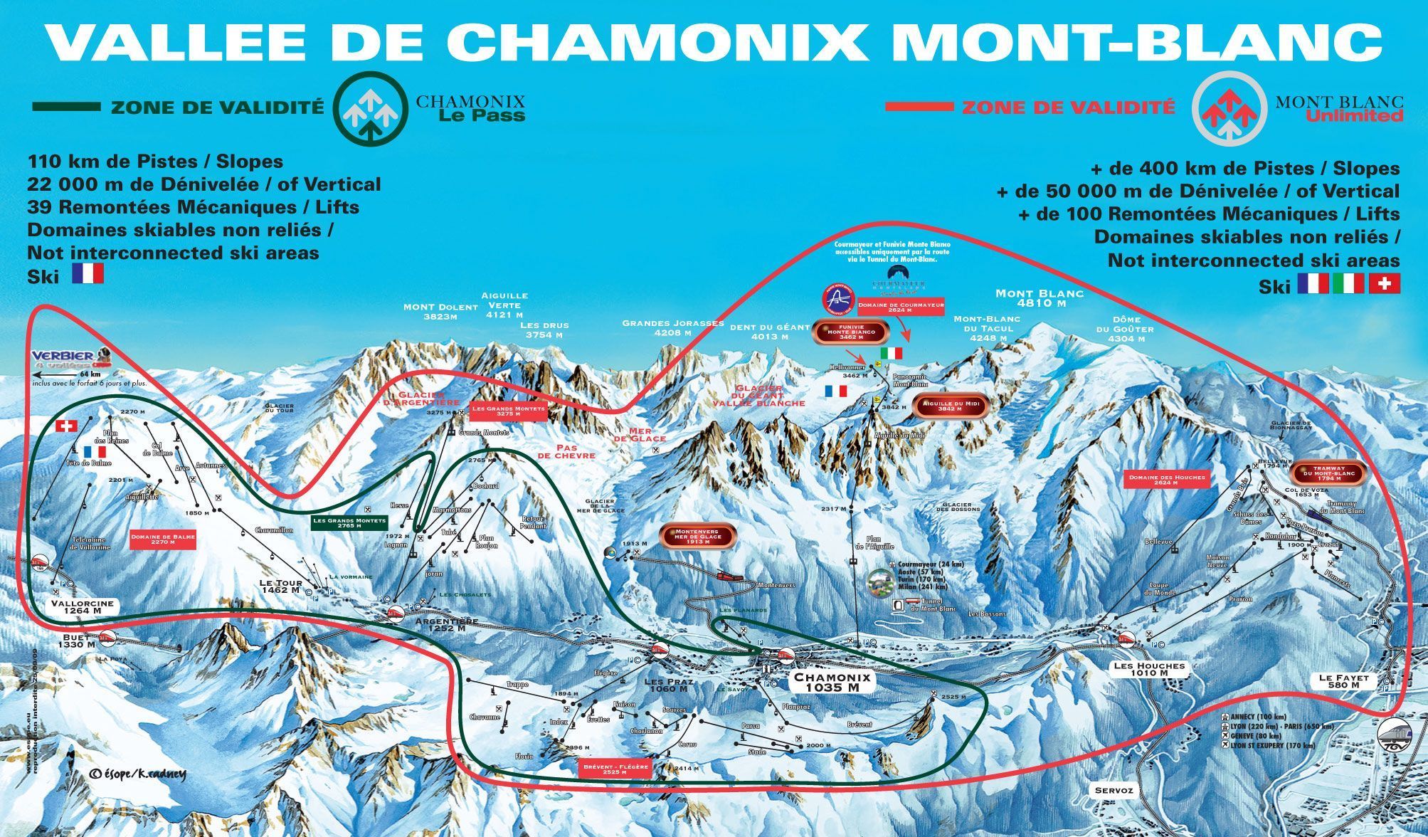 Chamonix Mont Blanc Ski Map Piste Map