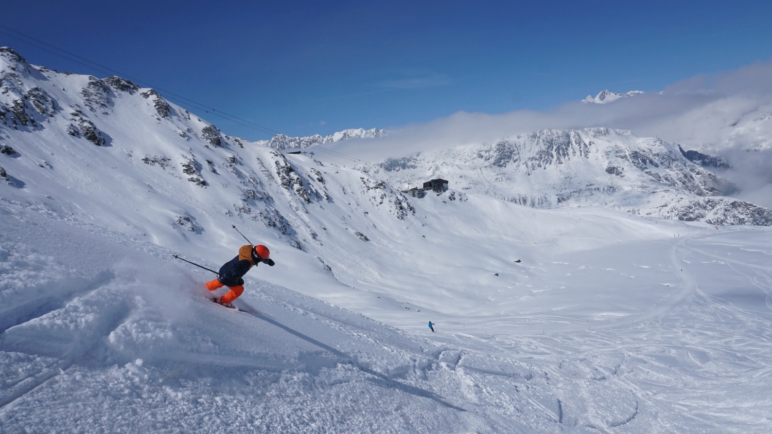 Man skiing down mountain