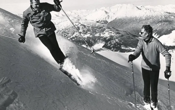 whistlermtnmanager jack bright skiing with jim mcconkey right