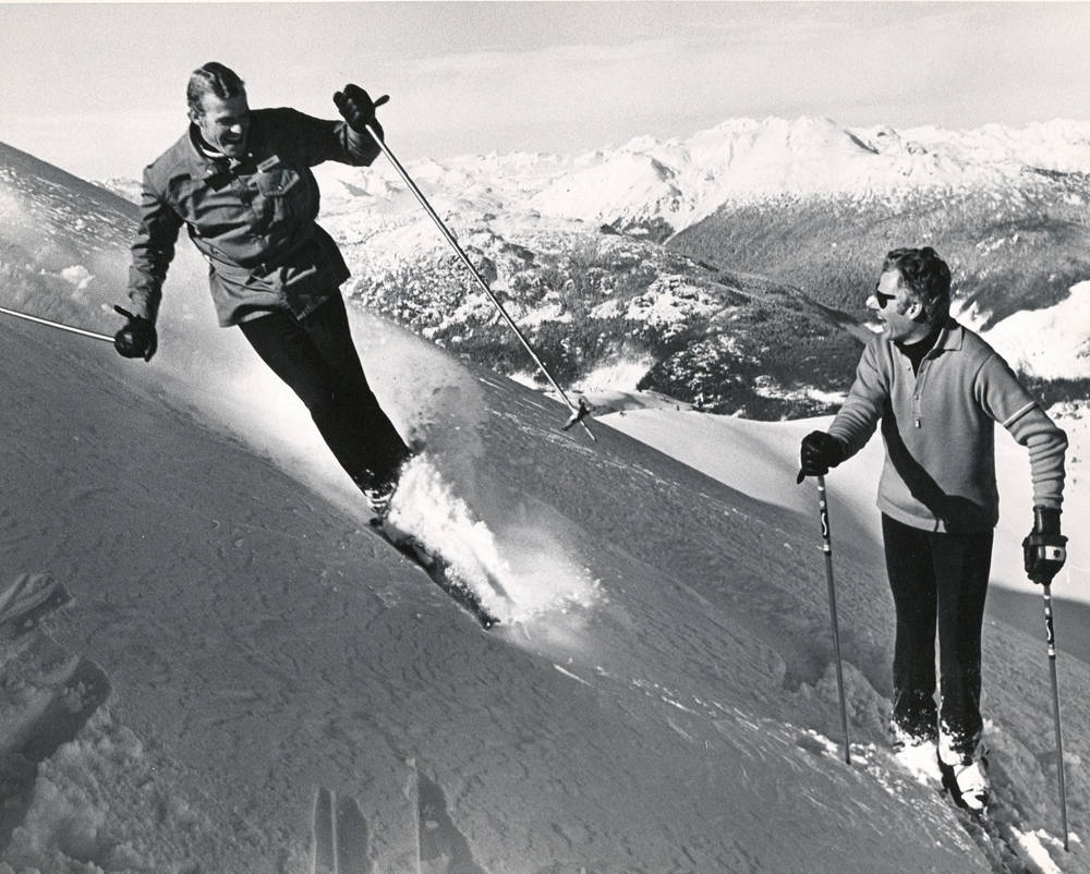 whistlermtnmanager jack bright skiing with jim mcconkey right