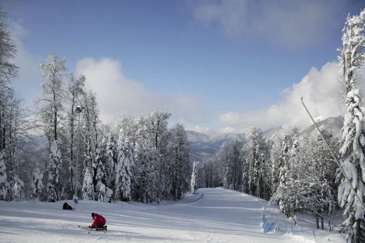 In preparation for the Winter Olympics 2014, new pistes have been made in Sochi, Russia wide pistes Sochi Russia