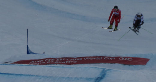 France Alps skiers jumping