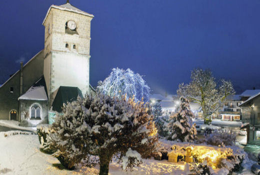 Samoens church night France