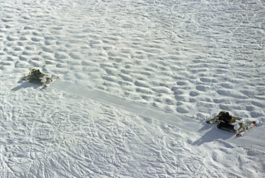 Piste bashers flatten bumps, France flattening bumps pistei France CREDIT Shutterstock