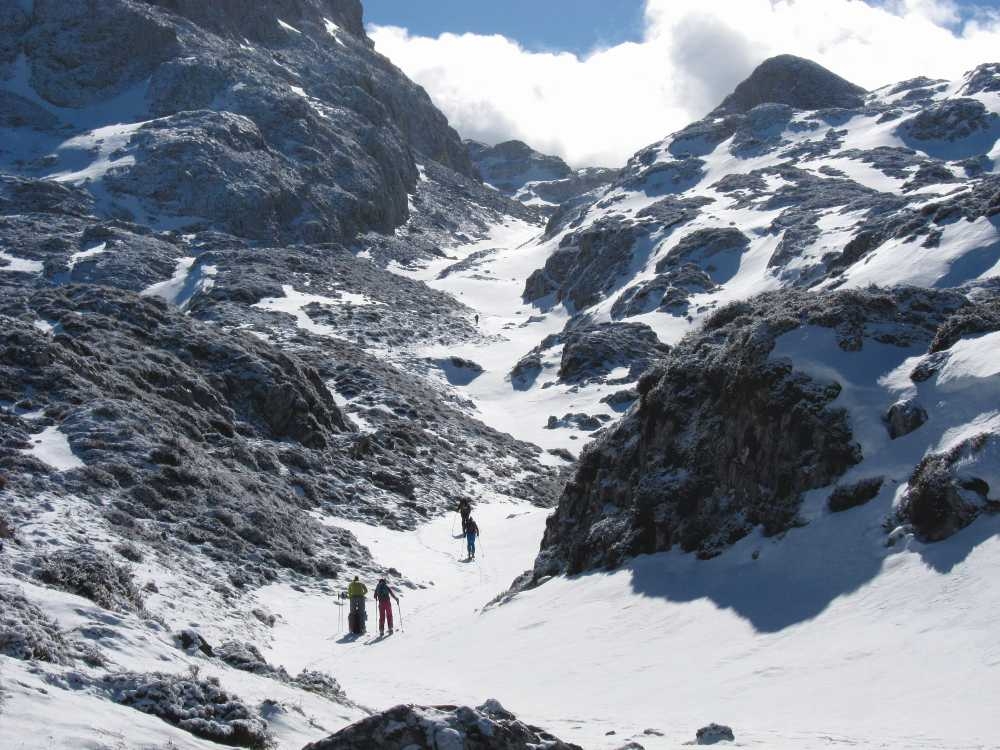 snow filled gully