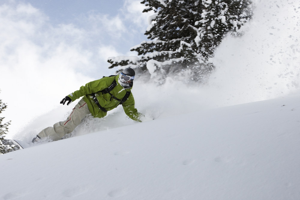 snowboarder in powder