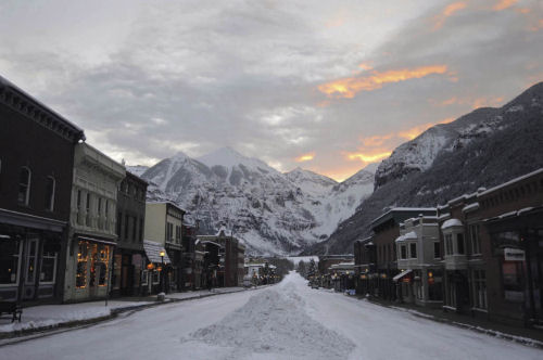 Telluride ski resort Colorado at dawn