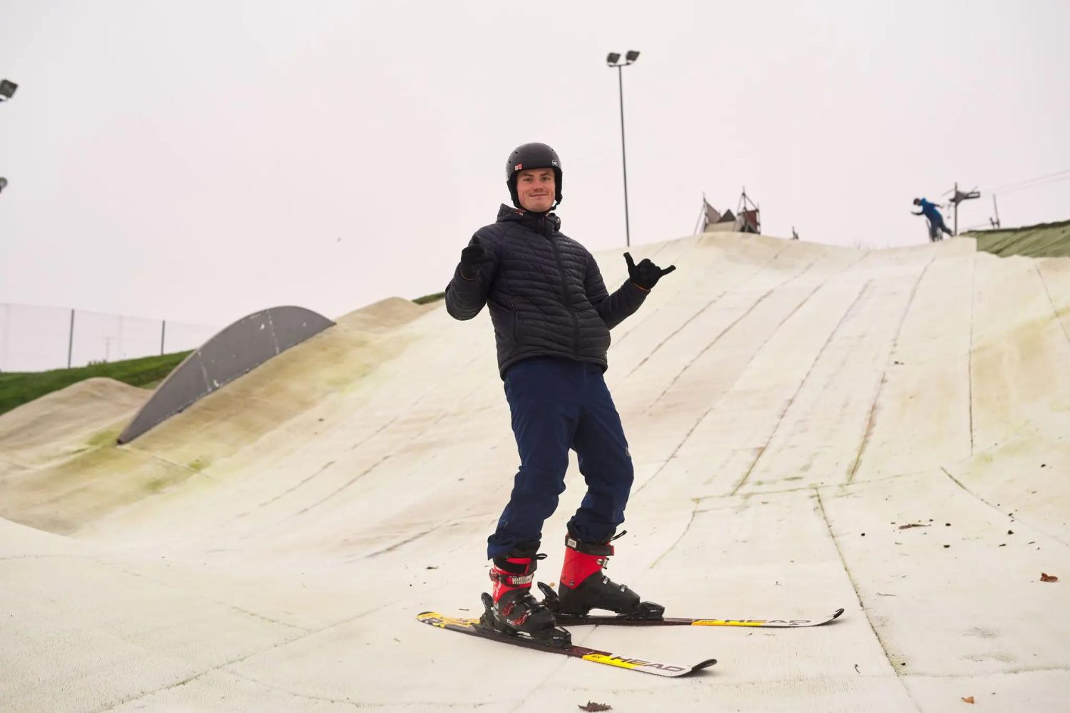 Dry slope skiier posing on slopes, Adventure Aberdeen Snowsports