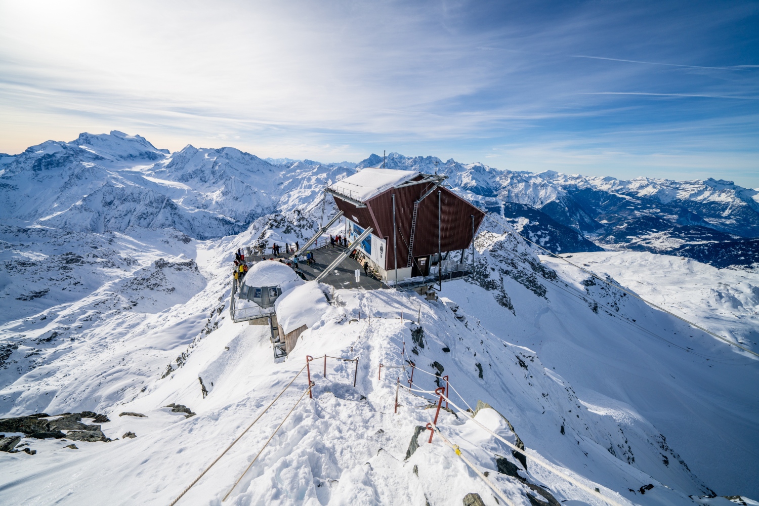 Mont-Fort surrounded by snow covered mountains, Nendaz