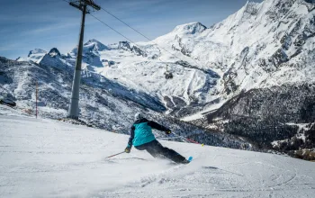 Skiing in Saas Fee ski resort Switzerland CREDIT Saastal Tourism