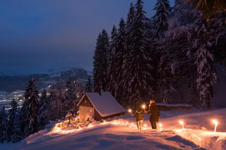 Torchlit winter walk to the Maria Blut hermitage in St. Johann in Tirol CFranz Gerdl