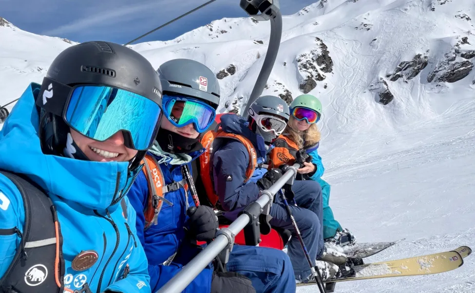 Family skiing in La Plagne France 2 c