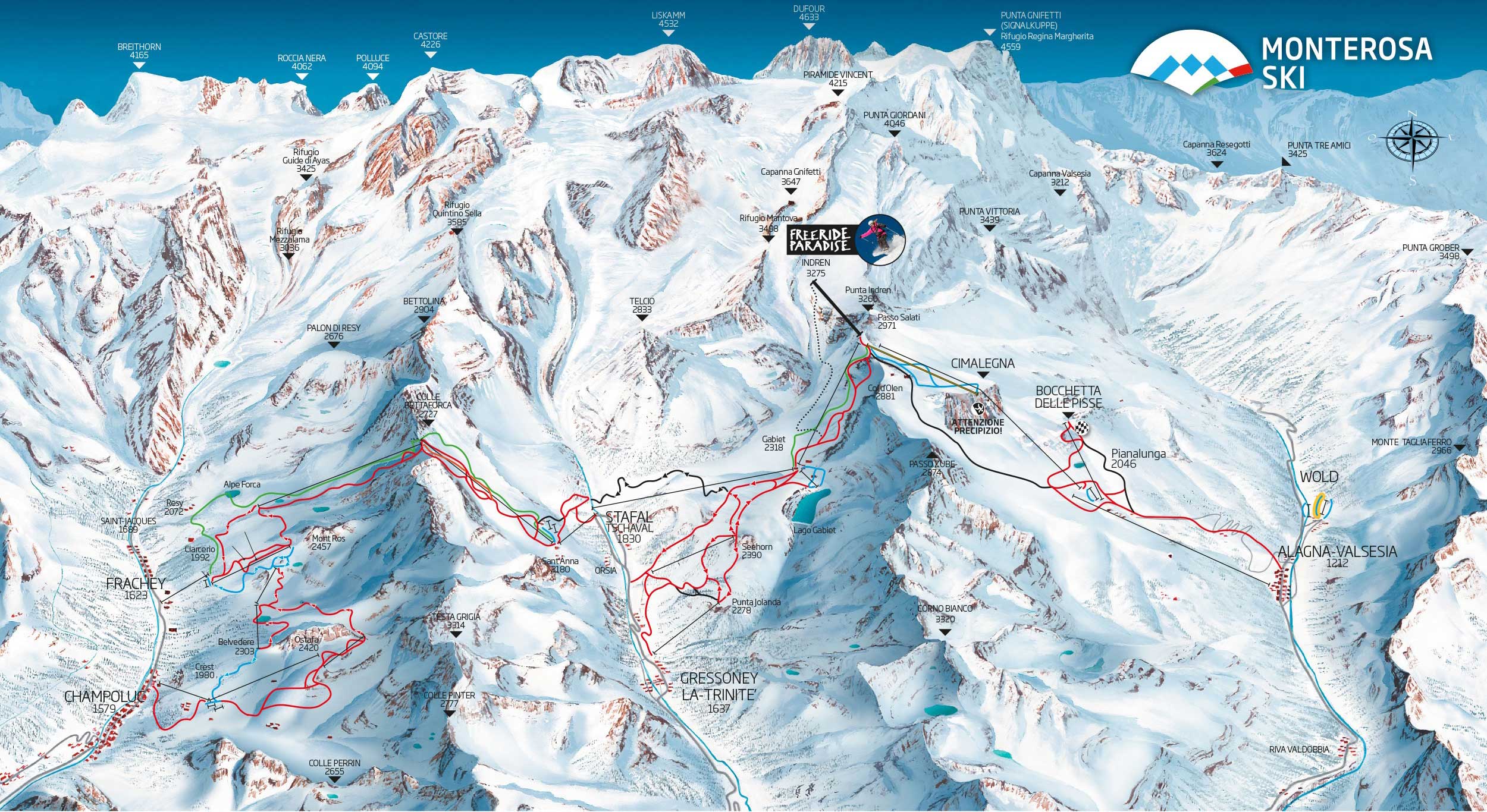 Monterosa Ski Map Piste Map