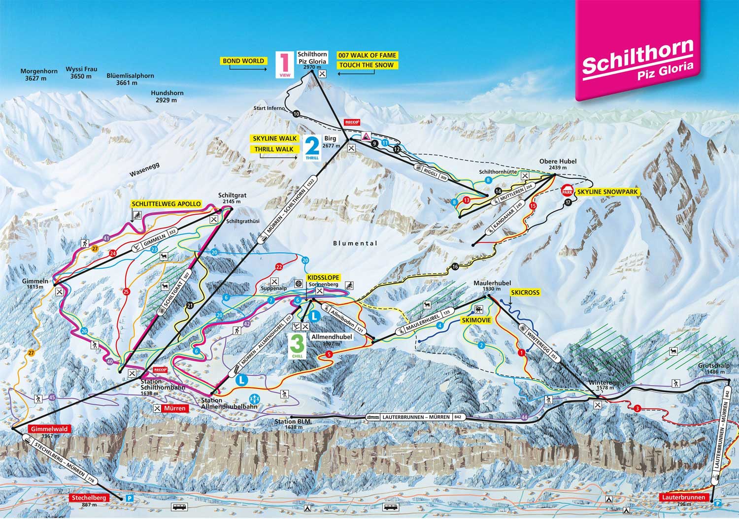Murren Ski Map Piste Map