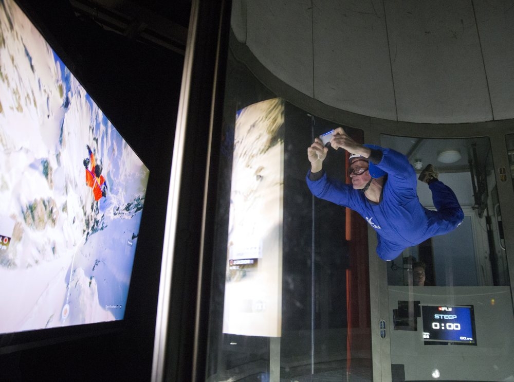 eddie the eagle plays steep in wind tunnel