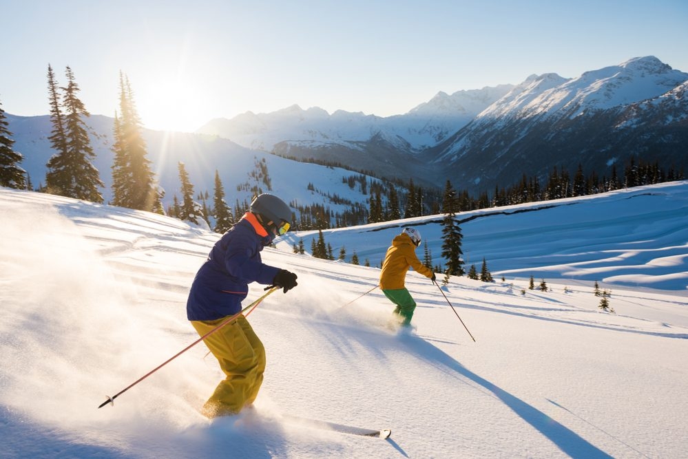 group skiing