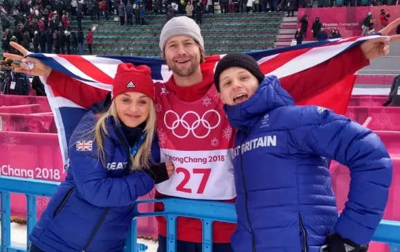 morgan celebrates with aimee fuller and jamie nicholls