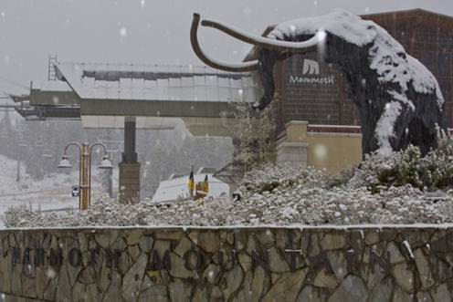 Snow falling in Mammoth Lakes ski resort, California Mammoth Lakes snow fall California