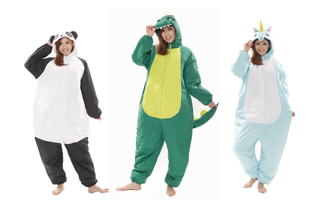 unicorn panda and dinosaur onesies the must have attire for ski party animals