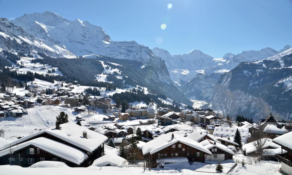 wengen village winter